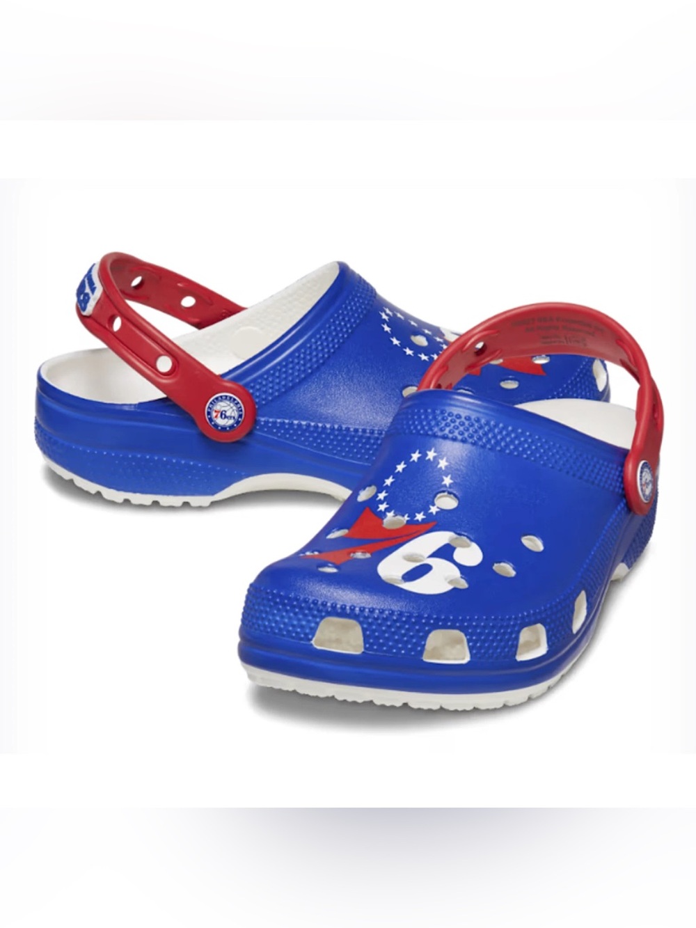 Crocs 76ers Classic Clogs (NEW mens red white blue logo)